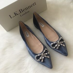 lk bennett blue velvet shoes